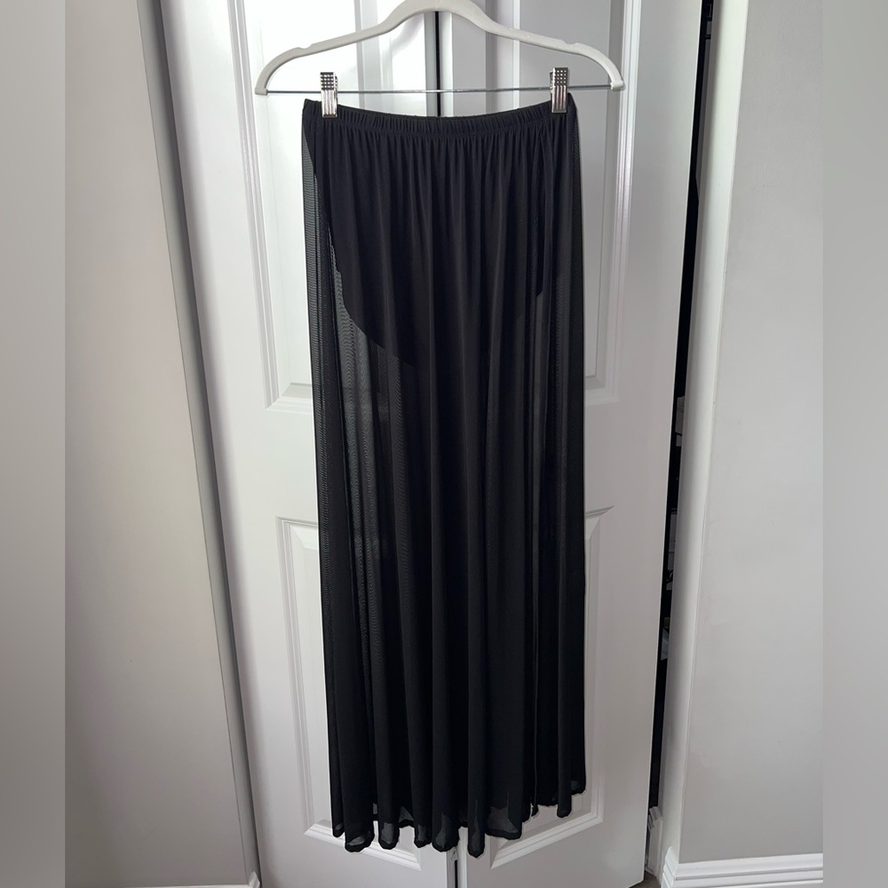 Black mesh Maxi Skirt built in underwear
